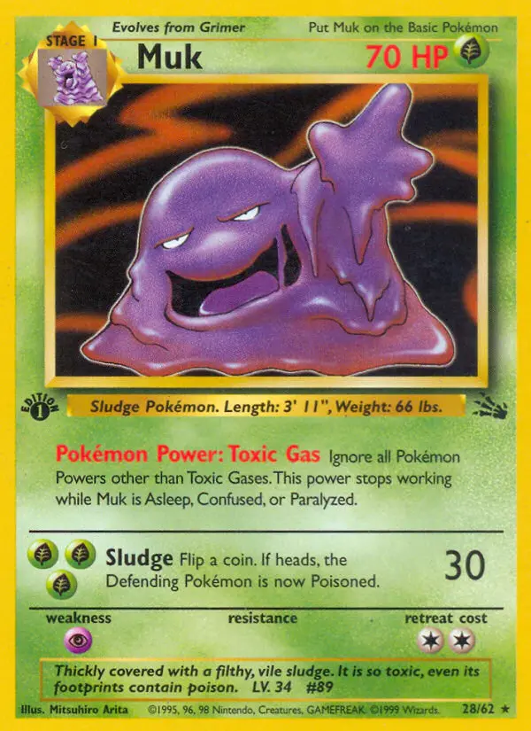 Muk Rare Pokemon card #28 from Fossil