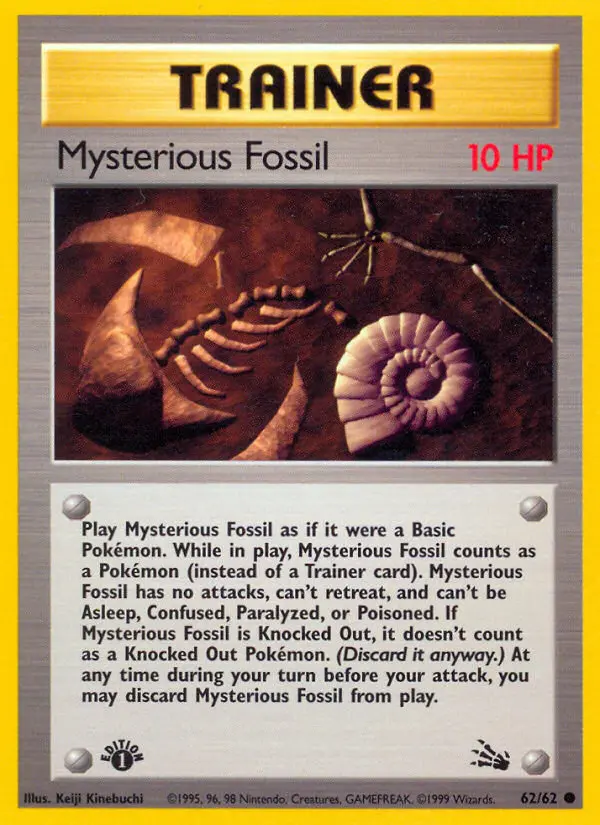 Mysterious Fossil Common Pokemon card #62 from Fossil