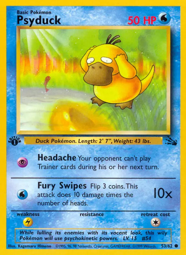 Psyduck Common Pokemon card #53 from Fossil