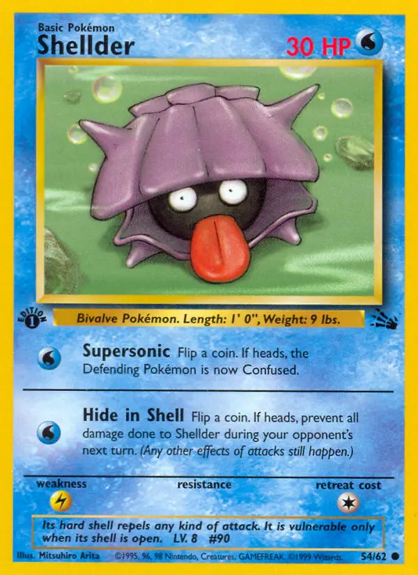 Shellder Common Pokemon card #54 from Fossil