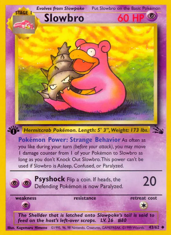 Slowbro Uncommon Pokemon card #43 from Fossil