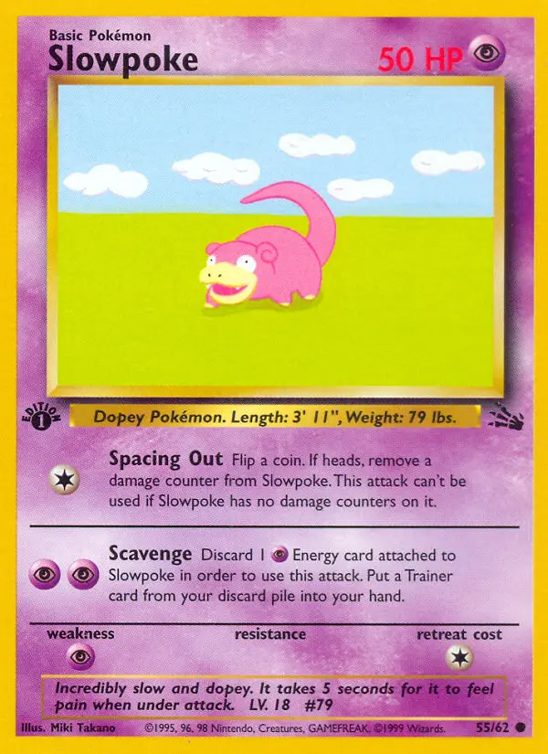 Slowpoke Common Pokemon card #55 from Fossil