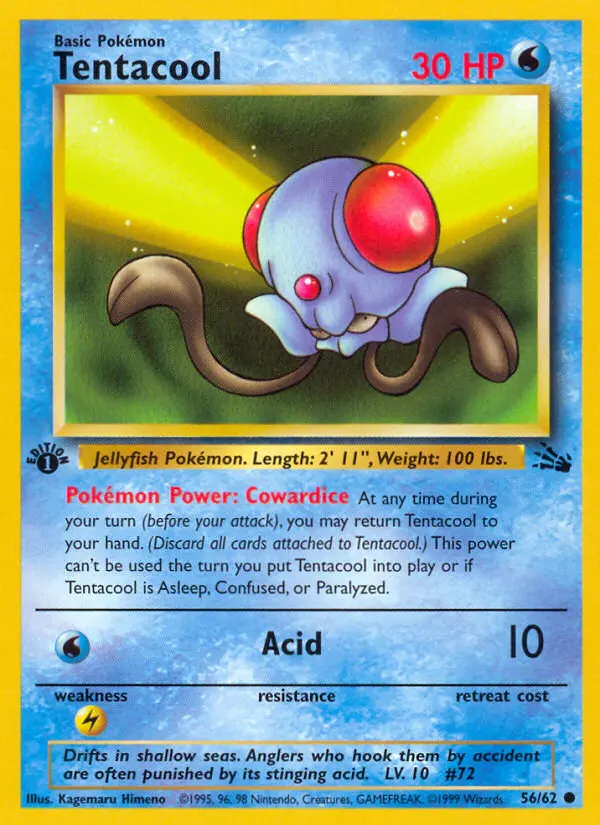 Tentacool Common Pokemon card #56 from Fossil
