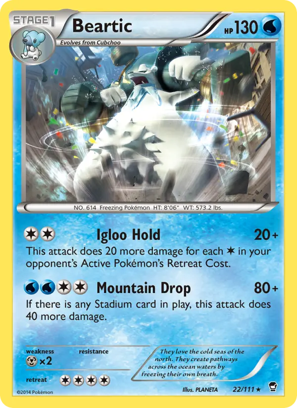 Beartic Rare Pokemon card #22 from Furious Fists