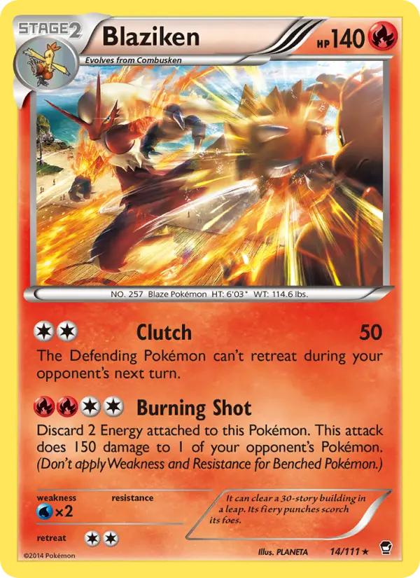 Blaziken Rare Pokemon card #14 from Furious Fists