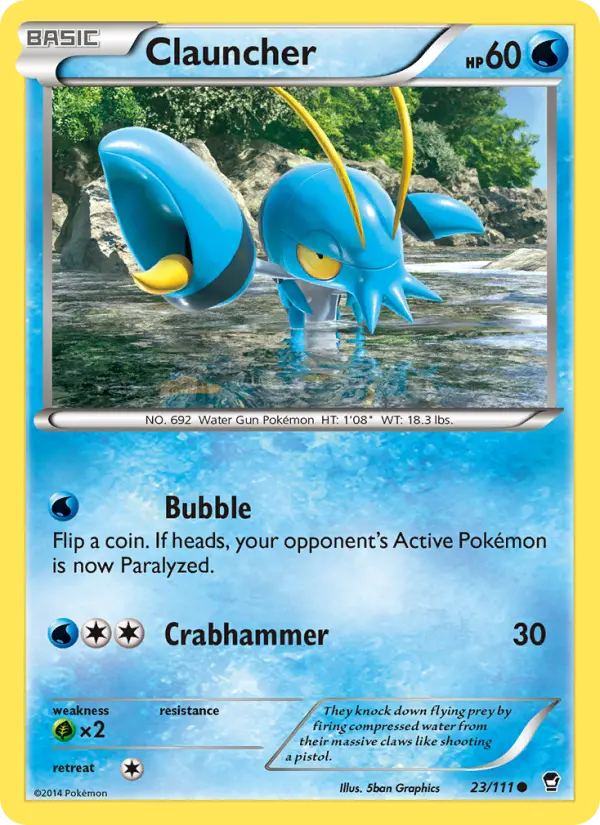 Clauncher Common Pokemon card #23 from Furious Fists