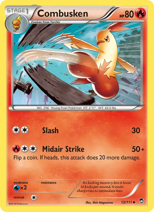 Combusken Uncommon Pokemon card #13 from Furious Fists