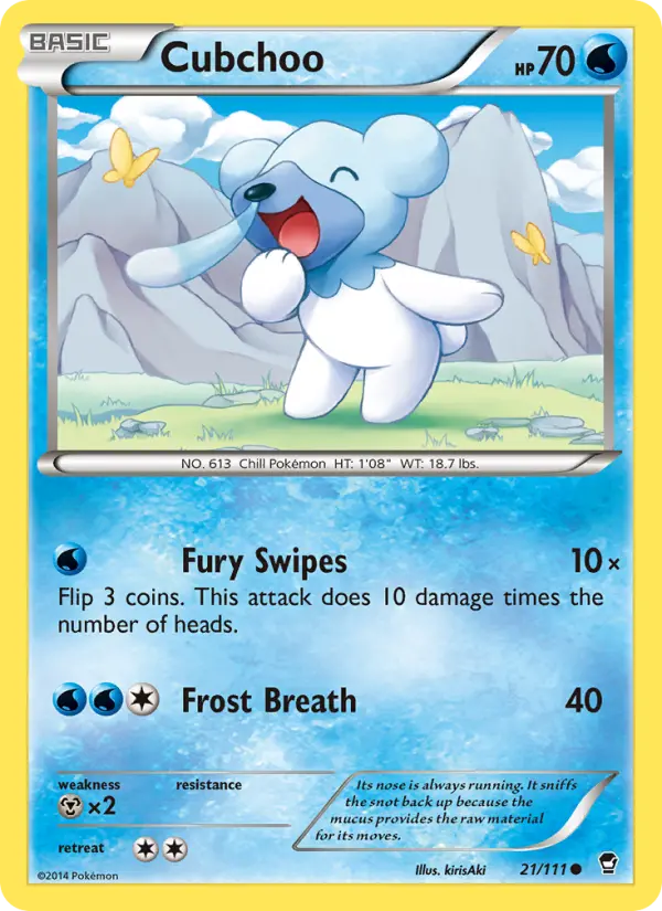 Cubchoo Common Pokemon card #21 from Furious Fists