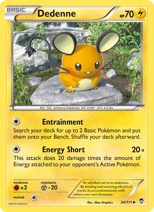 Dedenne Uncommon Pokemon card #34 from Furious Fists