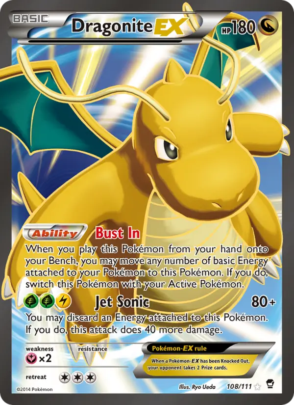 Dragonite EX Ultra Rare Pokemon card #108 from Furious Fists