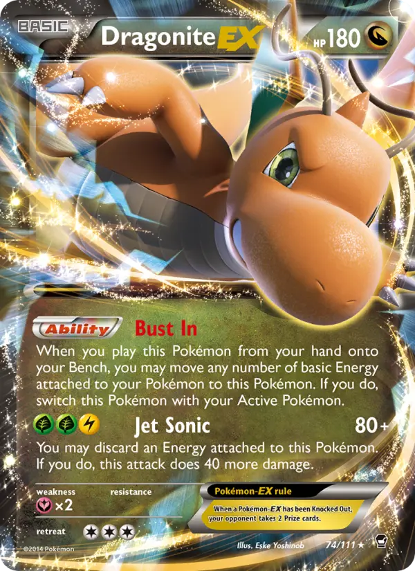 Dragonite EX Ultra Rare Pokemon card #74 from Furious Fists