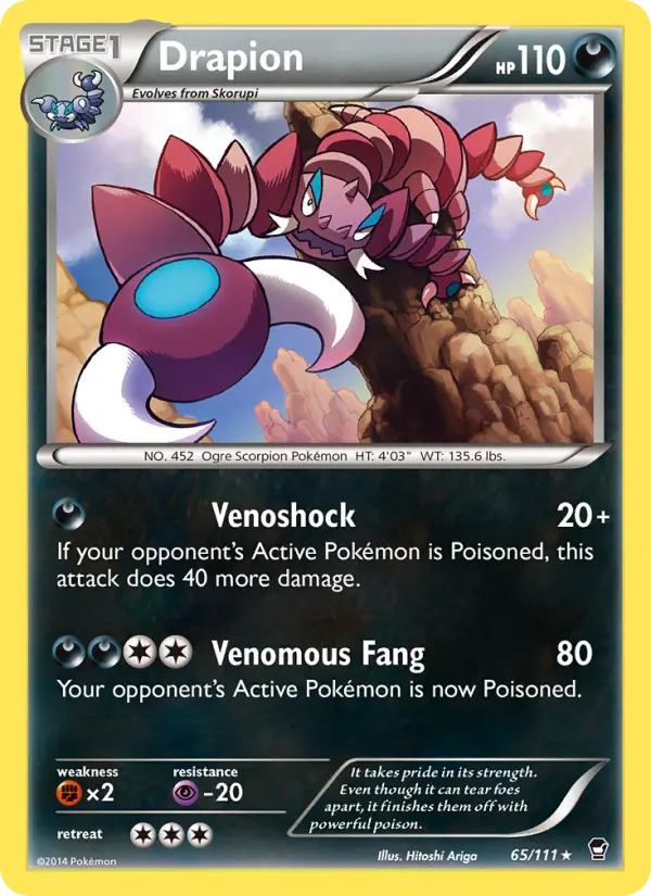 Drapion Rare Pokemon card #65 from Furious Fists
