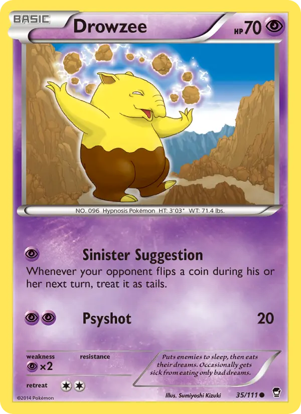 Drowzee Common Pokemon card #35 from Furious Fists