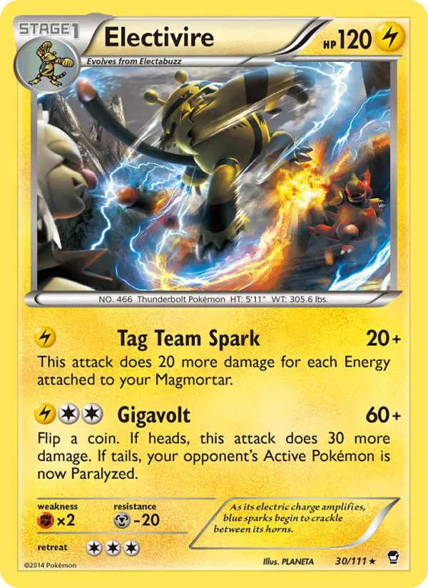 Electivire Rare Pokemon card #30 from Furious Fists