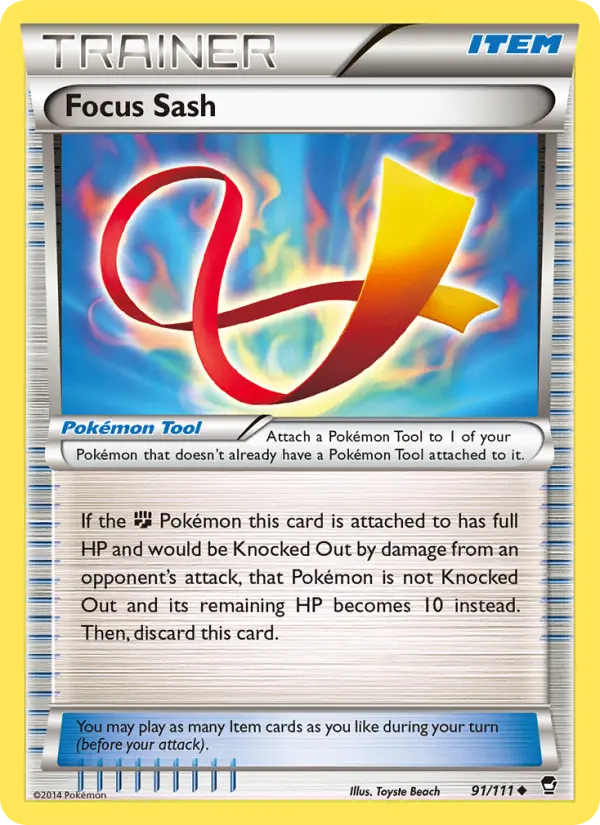 Focus Sash Uncommon Pokemon card #91 from Furious Fists