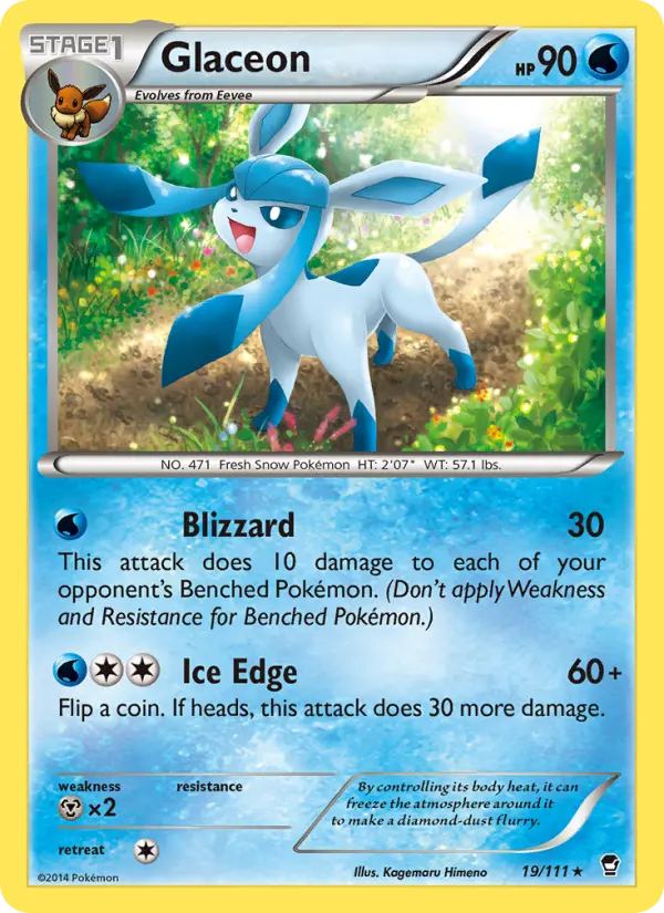 Glaceon Rare Pokemon card #19 from Furious Fists