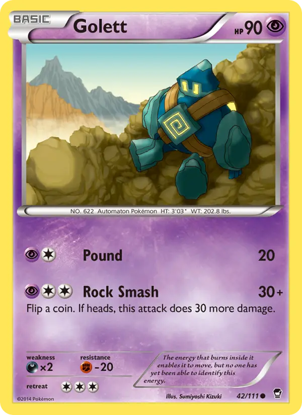 Golett Common Pokemon card #42 from Furious Fists