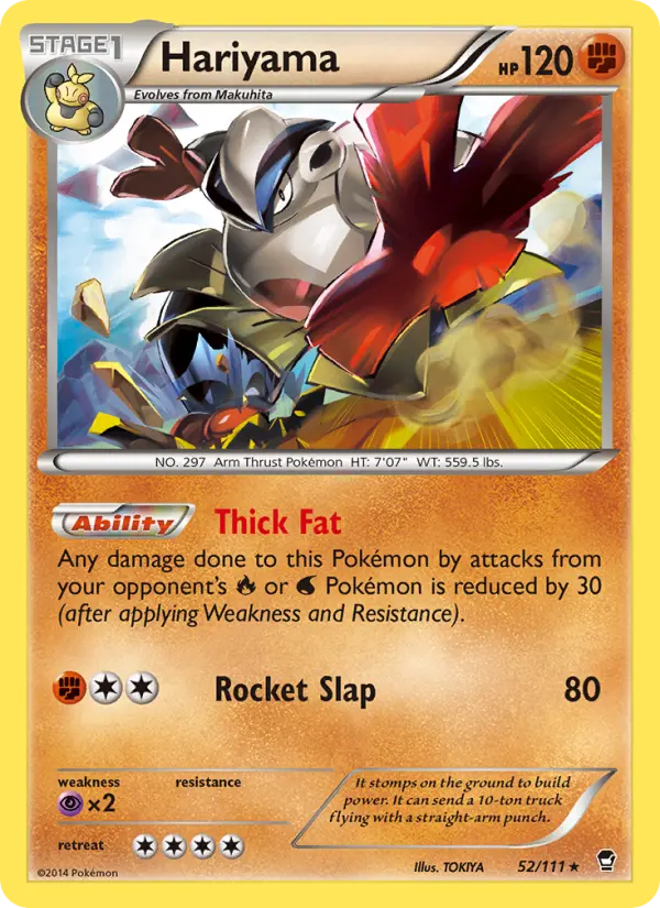 Hariyama Rare Pokemon card #52 from Furious Fists