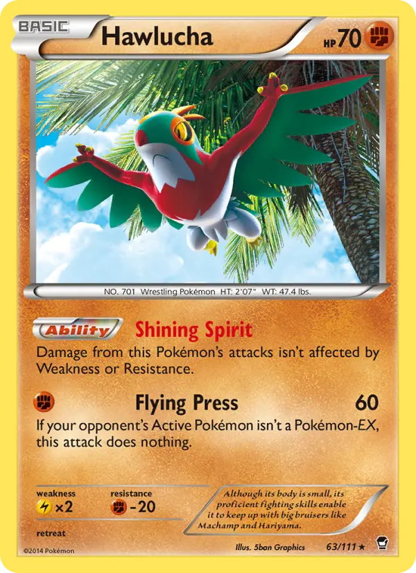 Hawlucha Rare Pokemon card #63 from Furious Fists