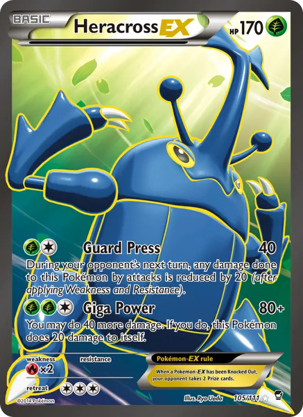 Heracross EX Ultra Rare Pokemon card #105 from Furious Fists