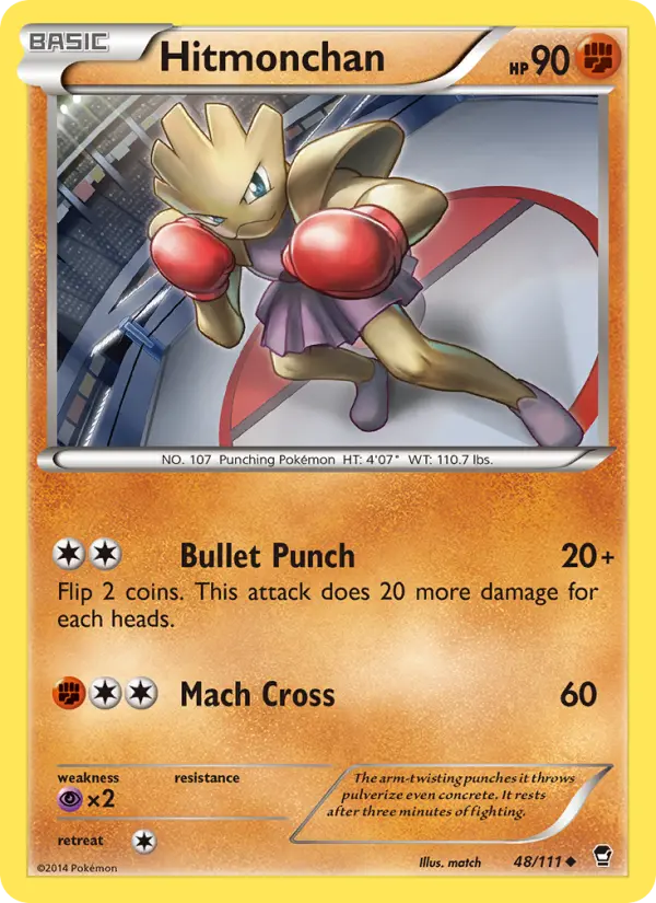 Hitmonchan Uncommon Pokemon card #48 from Furious Fists