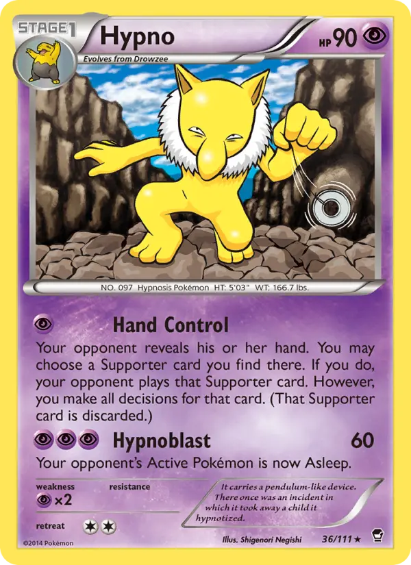 Hypno Rare Pokemon card #36 from Furious Fists