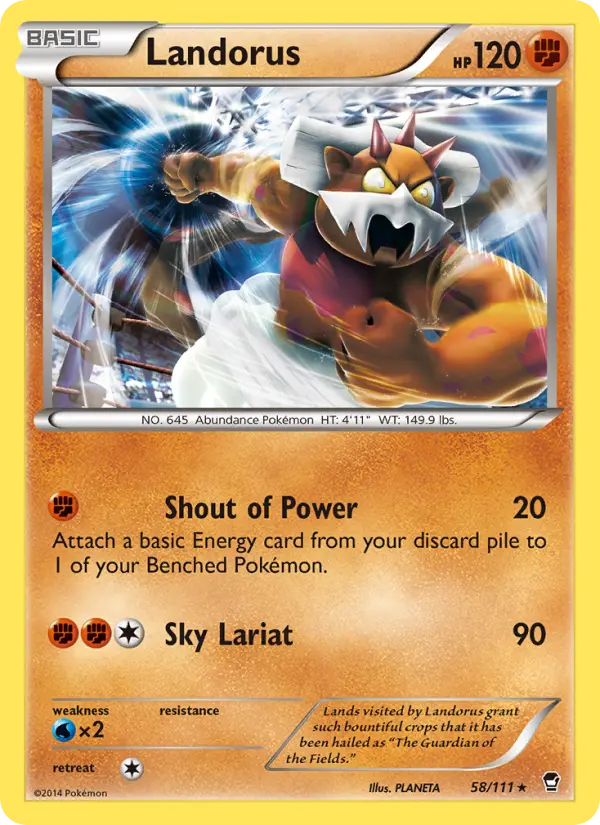 Landorus Rare Pokemon card #58 from Furious Fists