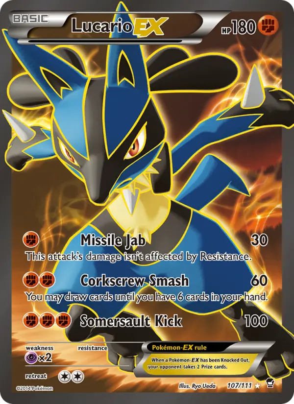 Lucario EX Ultra Rare Pokemon card #107 from Furious Fists