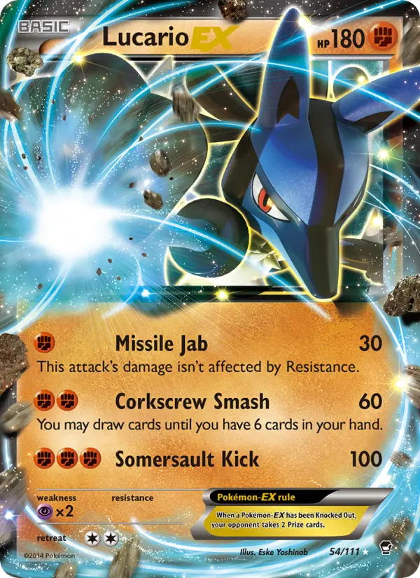 Lucario EX Ultra Rare Pokemon card #54 from Furious Fists