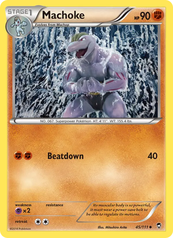 Machoke Uncommon Pokemon card #45 from Furious Fists