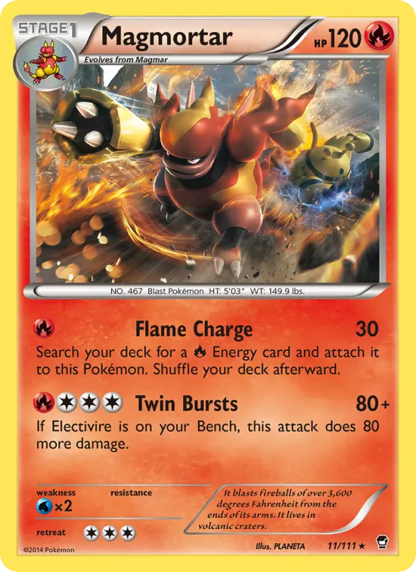 Magmortar Rare Pokemon card #11 from Furious Fists