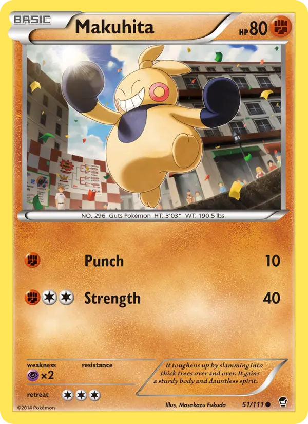 Makuhita Common Pokemon card #51 from Furious Fists