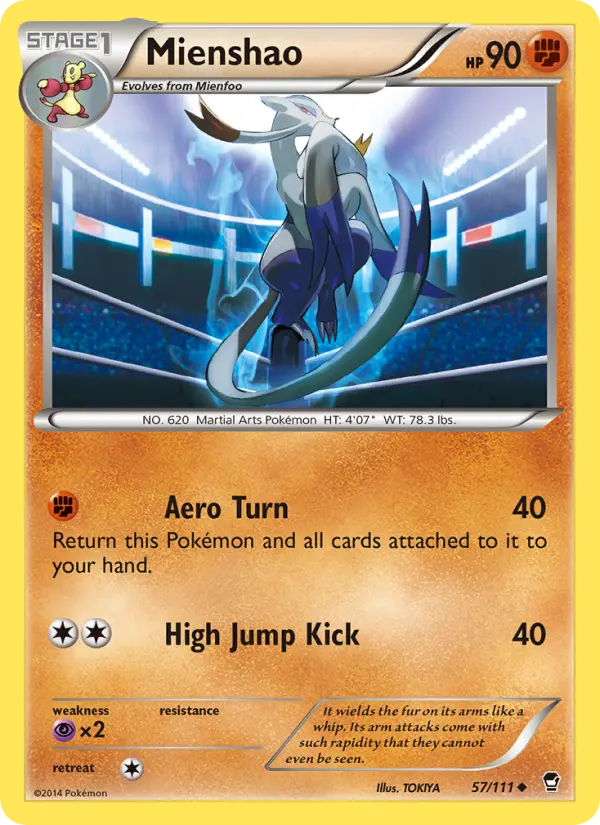 Mienshao Uncommon Pokemon card #57 from Furious Fists