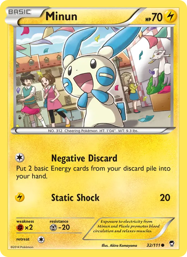 Minun Common Pokemon card #32 from Furious Fists