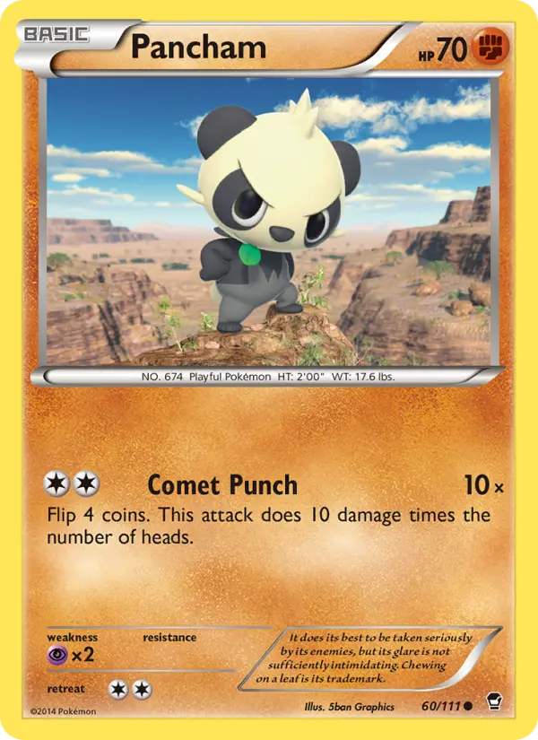 Pancham Common Pokemon card #60 from Furious Fists