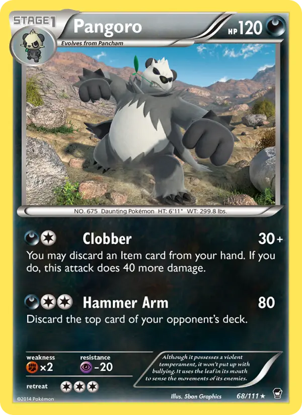 Pangoro Rare Pokemon card #68 from Furious Fists