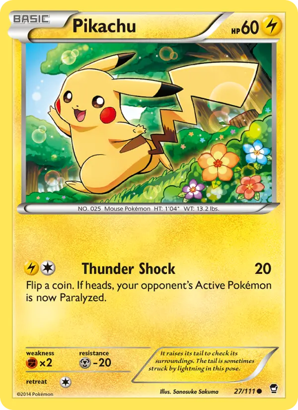 Pikachu Common Pokemon card #27 from Furious Fists