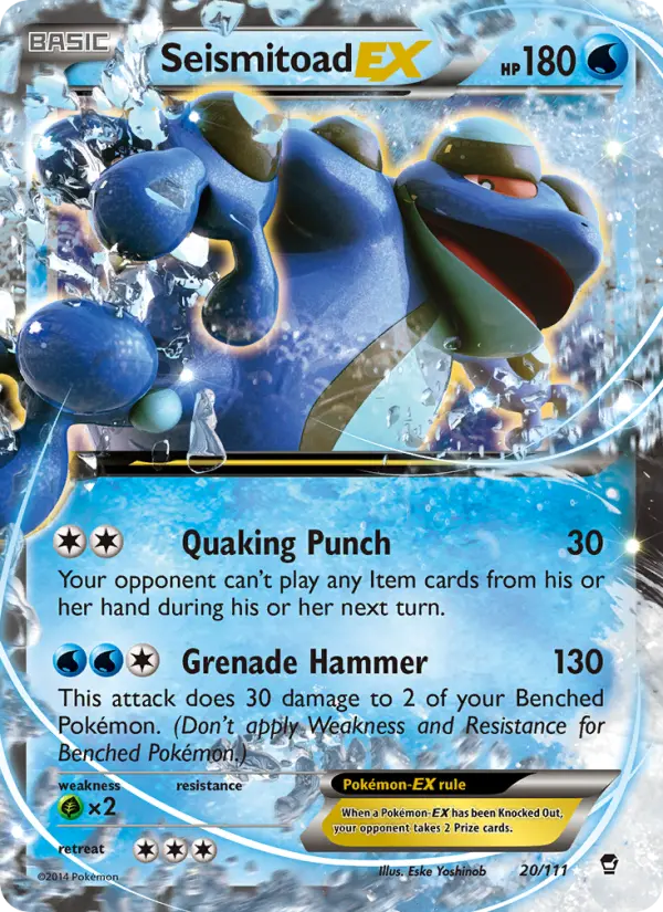 Seismitoad EX Ultra Rare Pokemon card #20 from Furious Fists