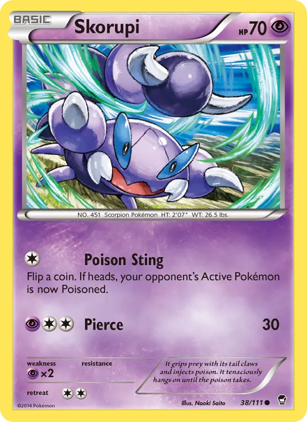 Skorupi Common Pokemon card #38 from Furious Fists