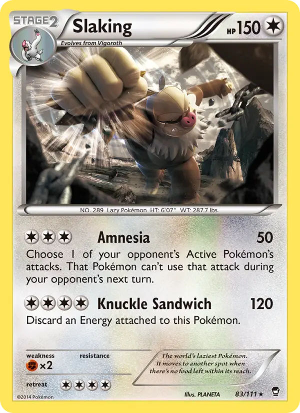 Slaking Rare Pokemon card #83 from Furious Fists
