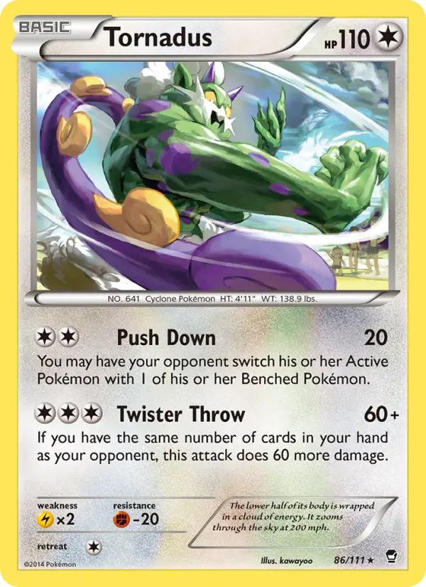 Tornadus Rare Pokemon card #86 from Furious Fists