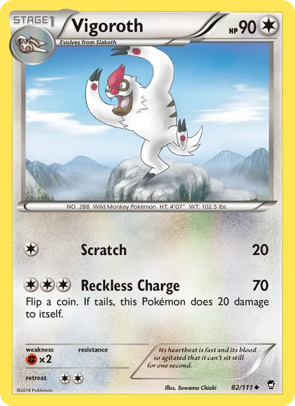 Vigoroth Uncommon Pokemon card #82 from Furious Fists