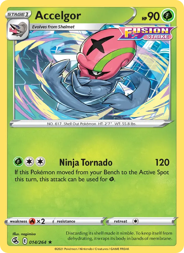 Accelgor Rare Pokemon card #14 from Fusion Strike