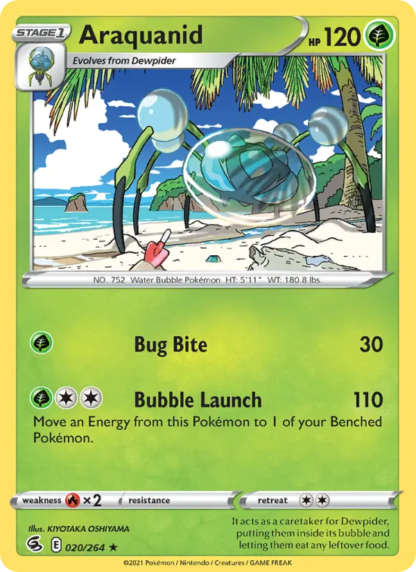 Araquanid Rare Pokemon card #20 from Fusion Strike