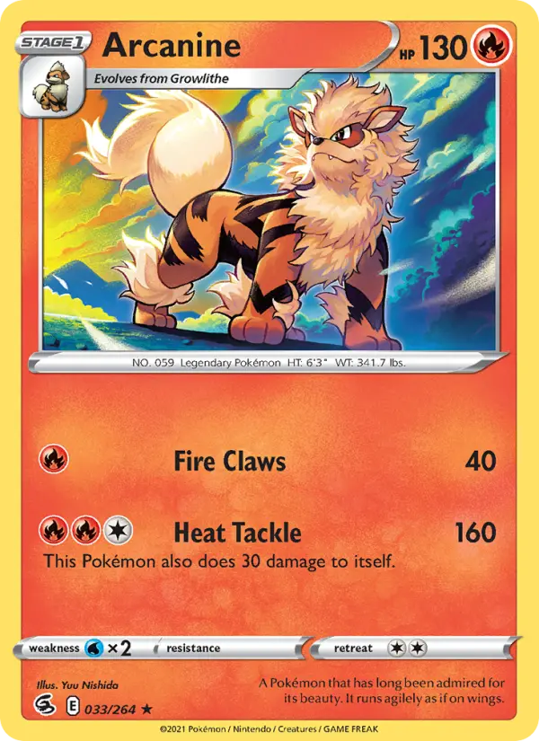 Arcanine Rare Pokemon card #33 from Fusion Strike