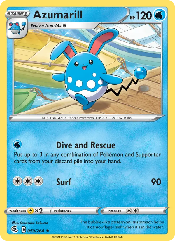 Azumarill Rare Pokemon card #59 from Fusion Strike