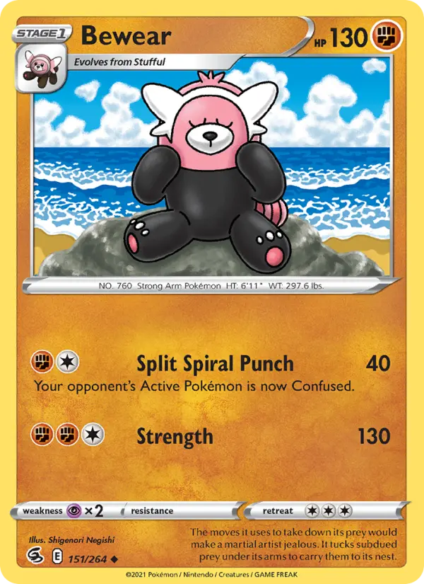 Bewear Uncommon Pokemon card #151 from Fusion Strike
