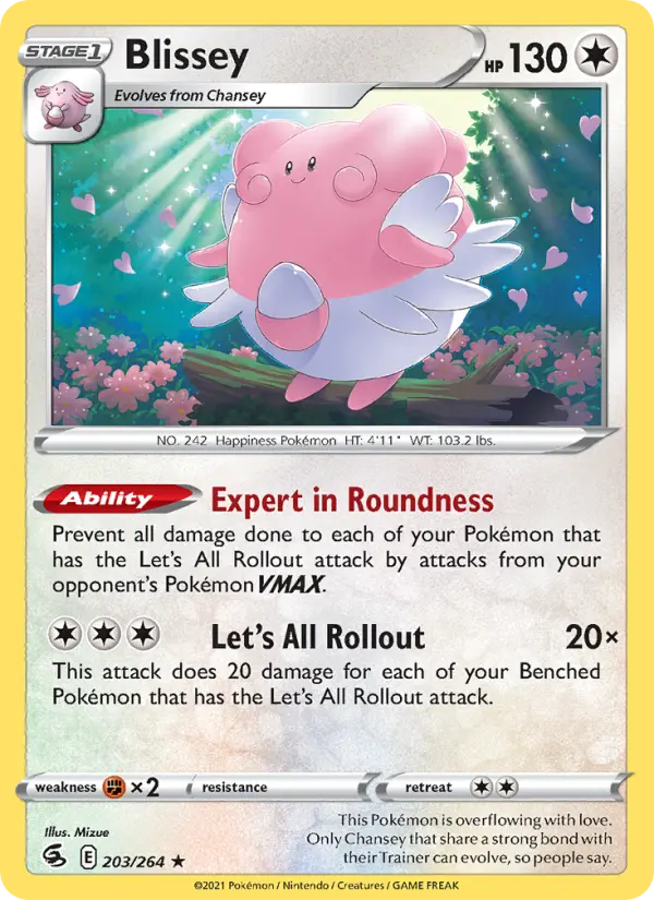 Blissey Rare Pokemon card #203 from Fusion Strike