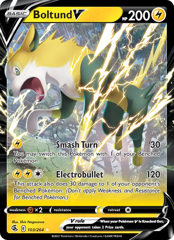 Boltund V Holo Rare V Pokemon card #103 from Fusion Strike