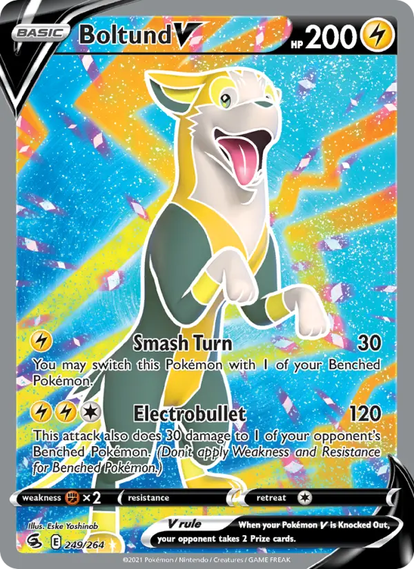 Boltund V Ultra Rare Pokemon card #249 from Fusion Strike